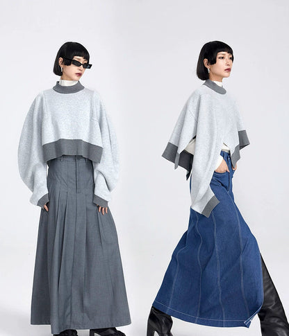 TINY IN BIG SLEEVE TWO WEAR SHORT SWEATER-ZUKO