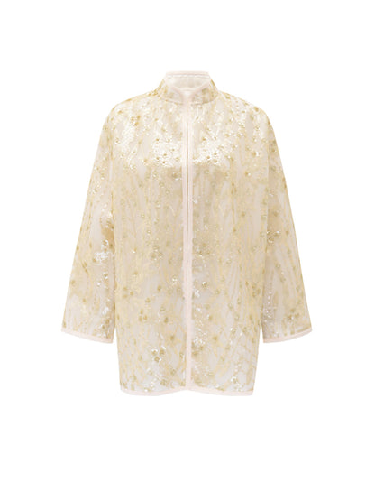M essential Mackay designer Jinghui embroidered stand-up collar loose jacket - JACKIE.