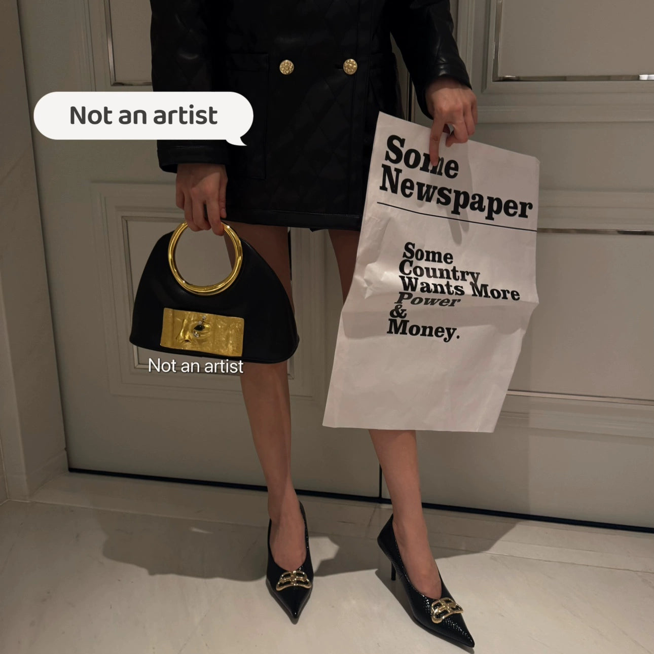 NOT AN ARTIST new French niche high-end metal face bag - CONNECT.