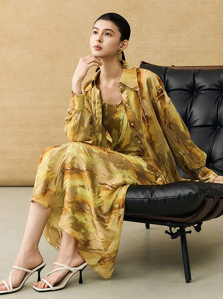 HECO Chinese National Style Burning Flower Slightly Transparent shirt- STROK.