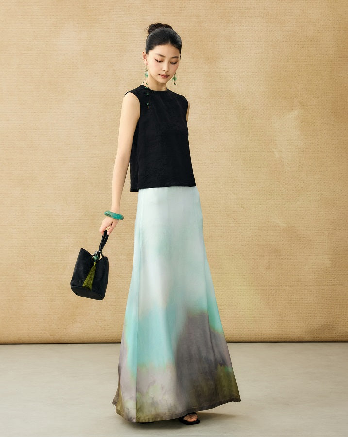 HECO Chinese Diagonal Jacquard Round Neck Vest - HOVER.