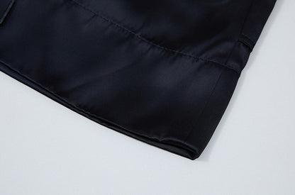 ZHUCHONGYUN  black flower bud drawstring belt loose shorts--REVY.