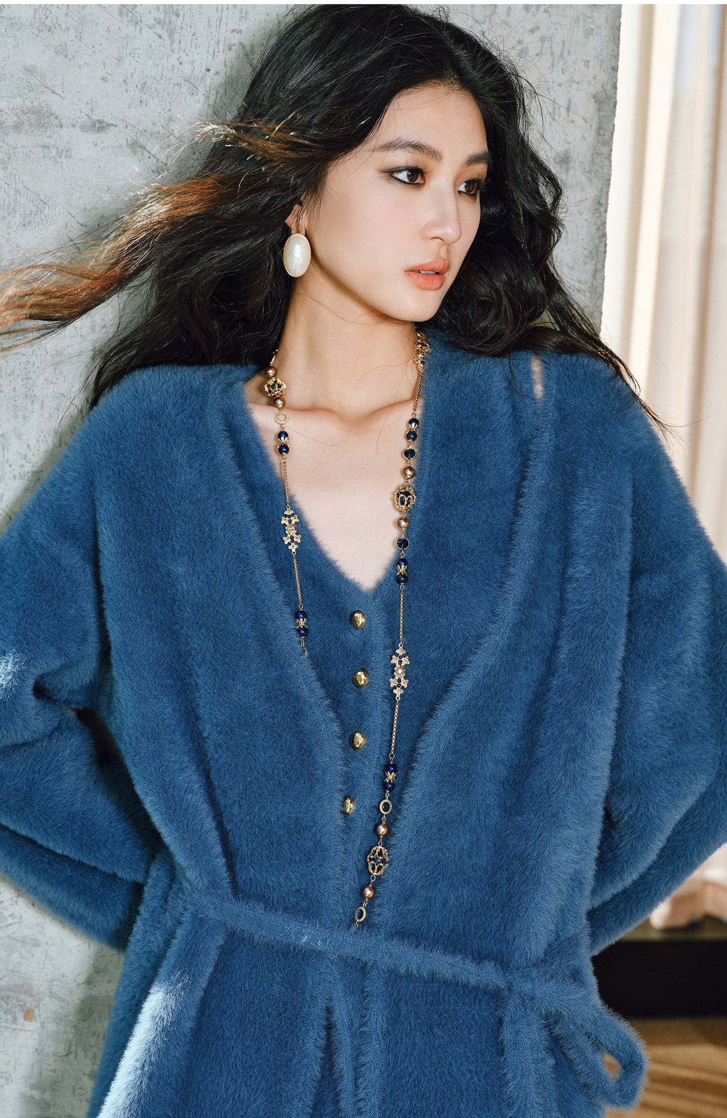 WANGXO | Ultimate Fluffy Mink Hair Texture  Lazy Soft Cardigan, Matching Vest & Elegant Fishtail Skirt Set-  KIMI ?