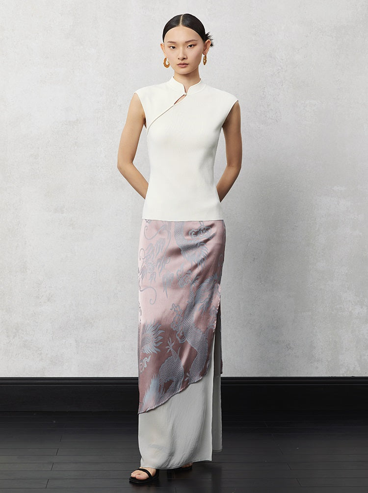 HECO acetate tulle high waisted cascading long skirt summer - lion.