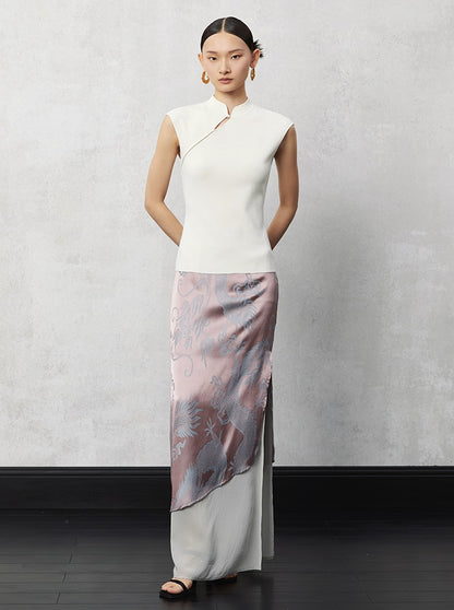 HECO acetate tulle high waisted cascading long skirt summer - lion.