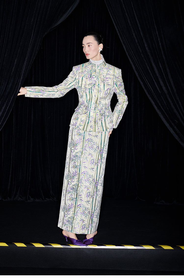 M essential Mackay designer jacquard tunic jacket pencil skirt suit set - Qizhu