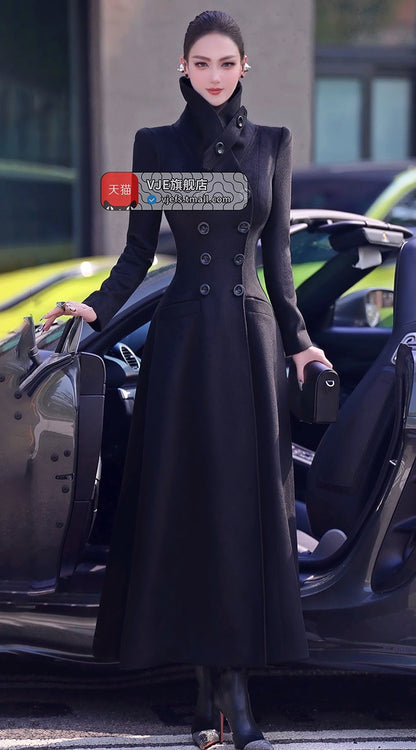 VJE Warm Woolen Double-breasted Thickened Coat-JONG.