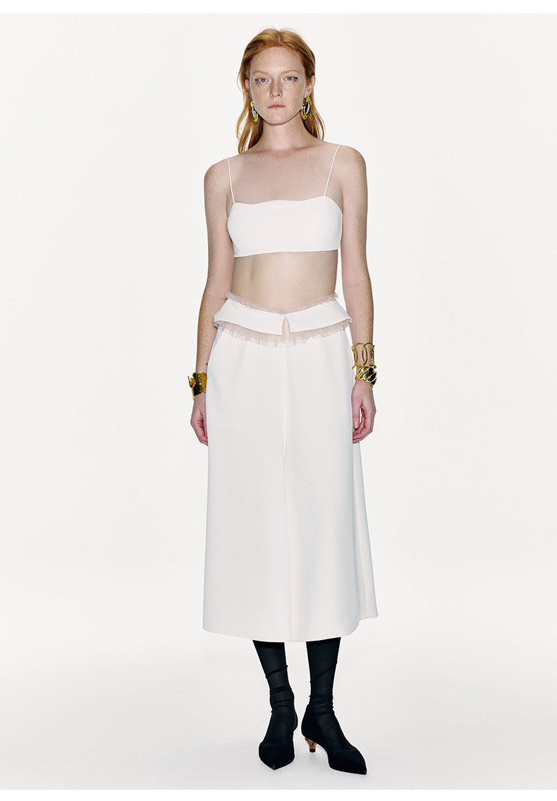 ATELIER MISS LU Authentic Waist Tulle Paneled Wide Leg Pants - KARINA