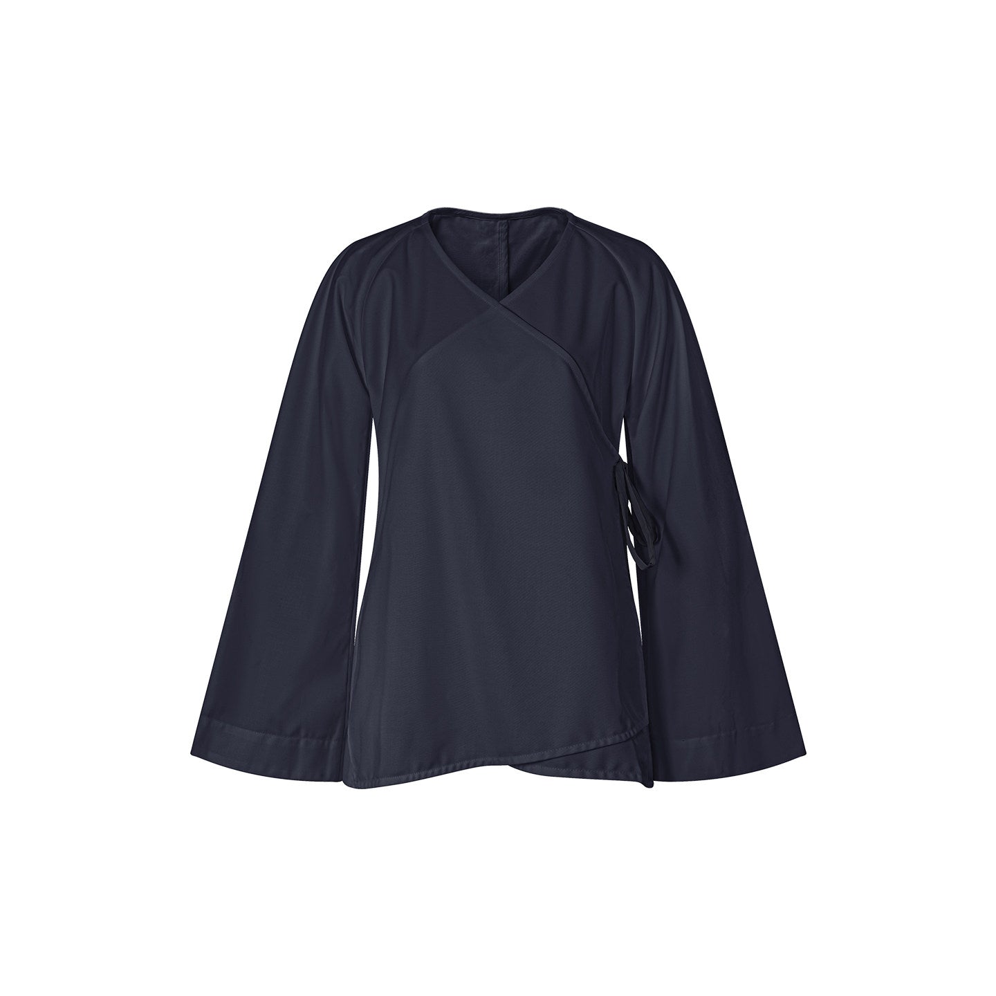 TUYUE V-neck slim flared sleeve lace-up wrap top - BELLA.