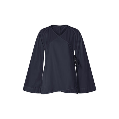 TUYUE V-neck slim flared sleeve lace-up wrap top - BELLA.