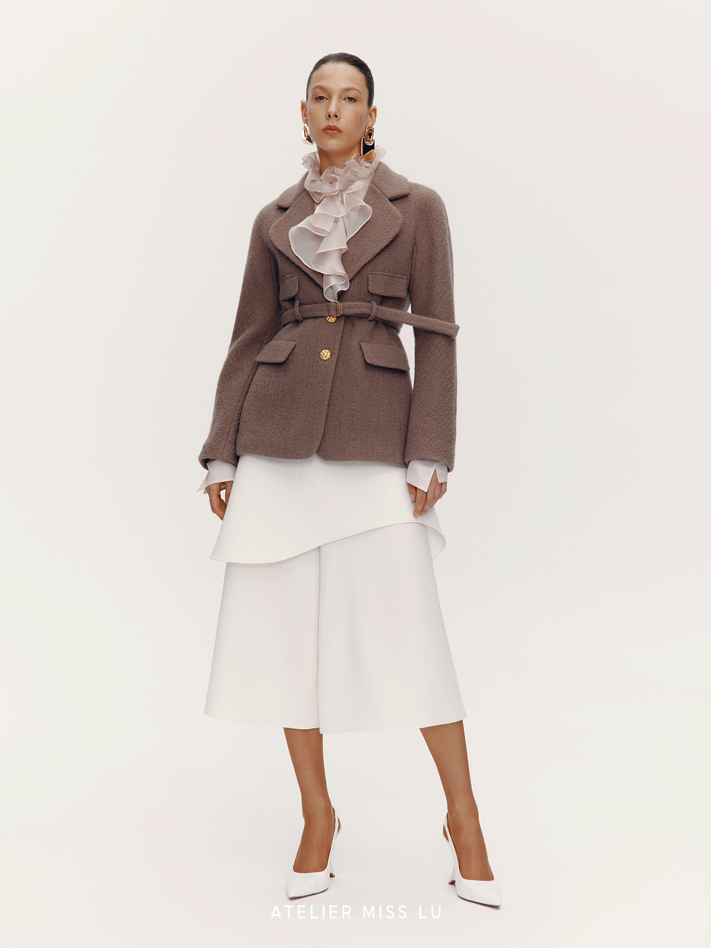 ATELIER MISS LU vintage lapel shape sheep wool blazer - PALAD.