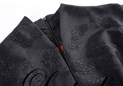 Le Palais Vintage Heavy Vintage Lace Dark Pattern False Waist Seal Bat-Sleeve Swing Dress-FAFA