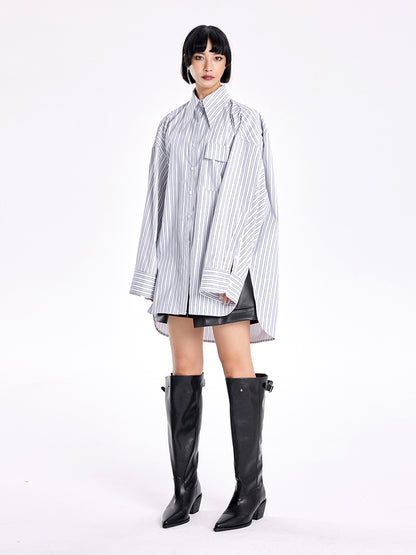 TINY IN three-dimensional shoulder back cape striped shirt-TAYA