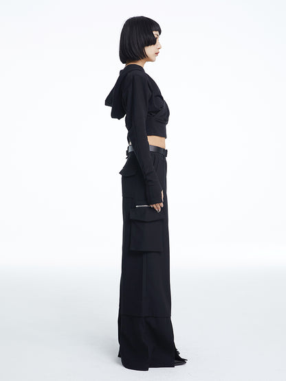 TINY IN Pocket Detachable Loose Track Cargo Pants-NIA