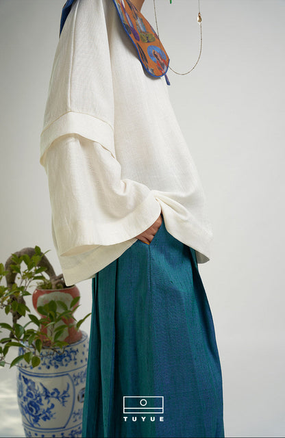 TUYUE one-piece cut round neck long sleeve Chinese coat shirt- ANDREW.