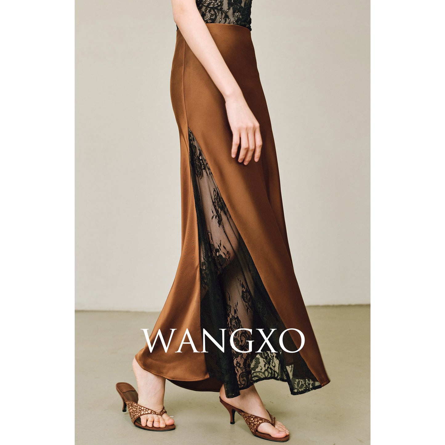 WANGXO | Double-Faced Satin Panel Skirt-SENA