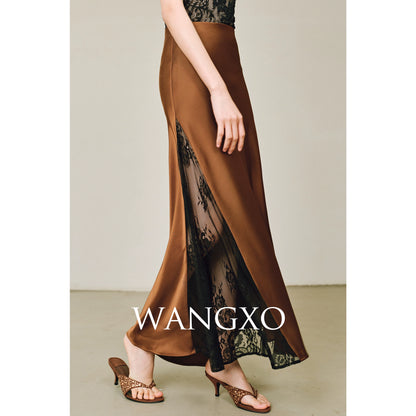 WANGXO | Double-Faced Satin Panel Skirt-SENA