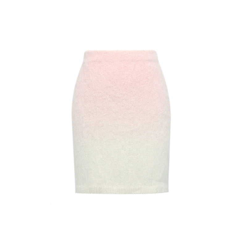 YES BY YESIR Barbie pink ombre Dream alpaca knit skirt top- Liowwa