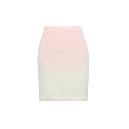 YES BY YESIR Barbie pink ombre Dream alpaca knit skirt top- Liowwa