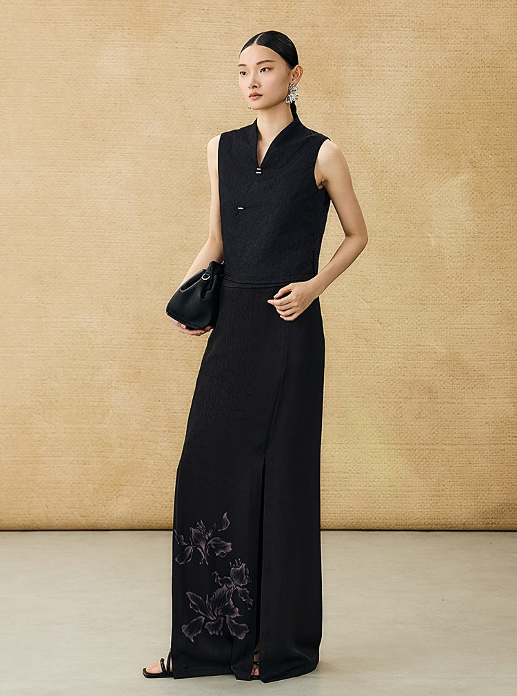 HECO summer high-waisted straight hip slit long skirt - KRISTOFF.