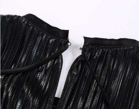 COMME MOI Lv Yan designer women's pin-pleated crewneck top commuter shirt - IVY.