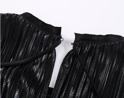 COMME MOI Lv Yan designer women's pin-pleated crewneck top commuter shirt - IVY.