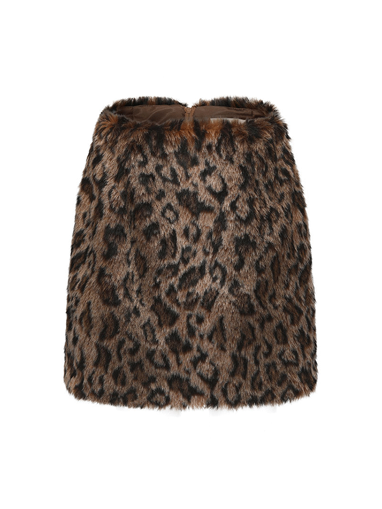 ATELIER MISS LU Fall/Winter faux fur leopard print skirt - GRAC.