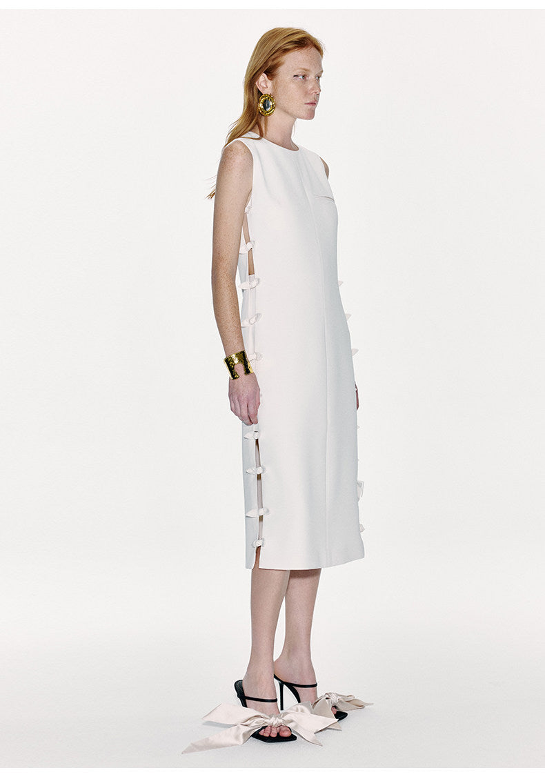 ATELIER MISS LU Cut-out Rabbit Ear Ribbon Patchwork Dress - ADAM.