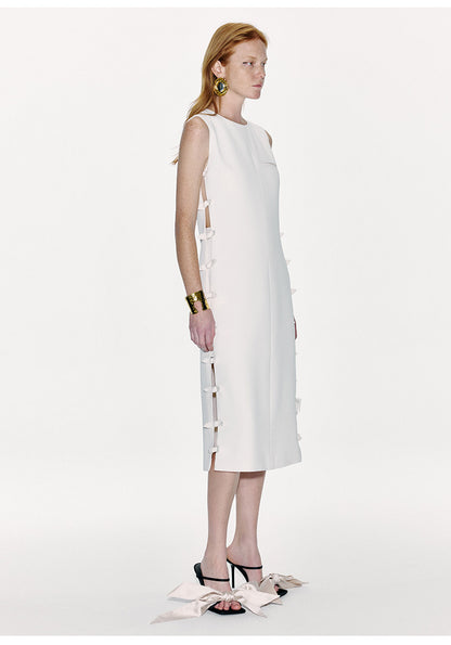 ATELIER MISS LU Cut-out Rabbit Ear Ribbon Patchwork Dress - ADAM.