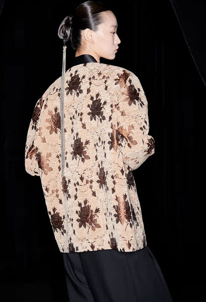 M essential Mackay designer Drop coffee jacquard crochet embroidered  jacket - stans apere