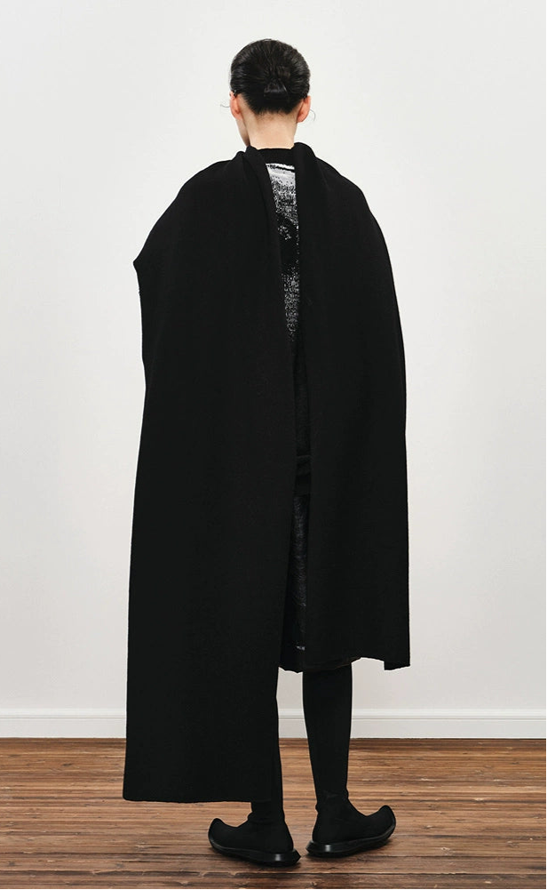 ZHUCHONGYUN black sheep wool knitted long shawl dress-KATOU.
