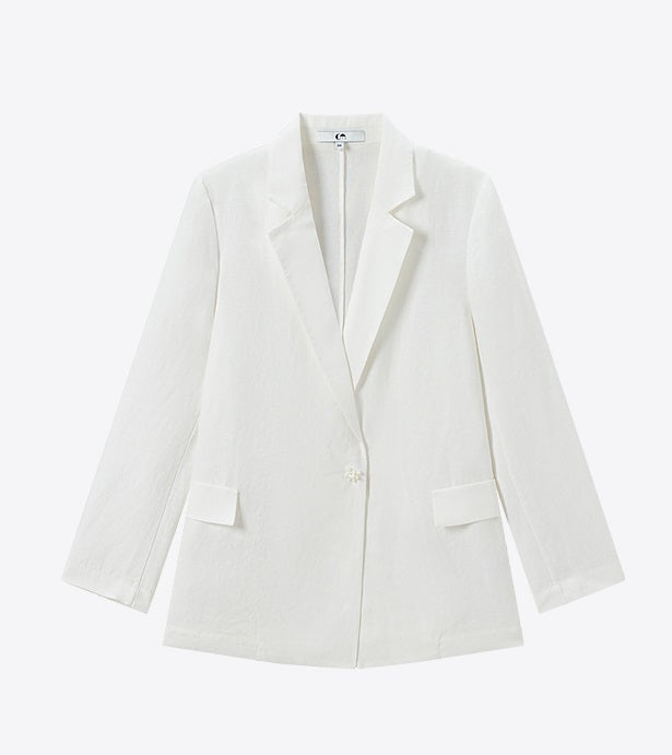 COMME MOI White Commuter Linen Notched Lapel Suit - MESSIAH.