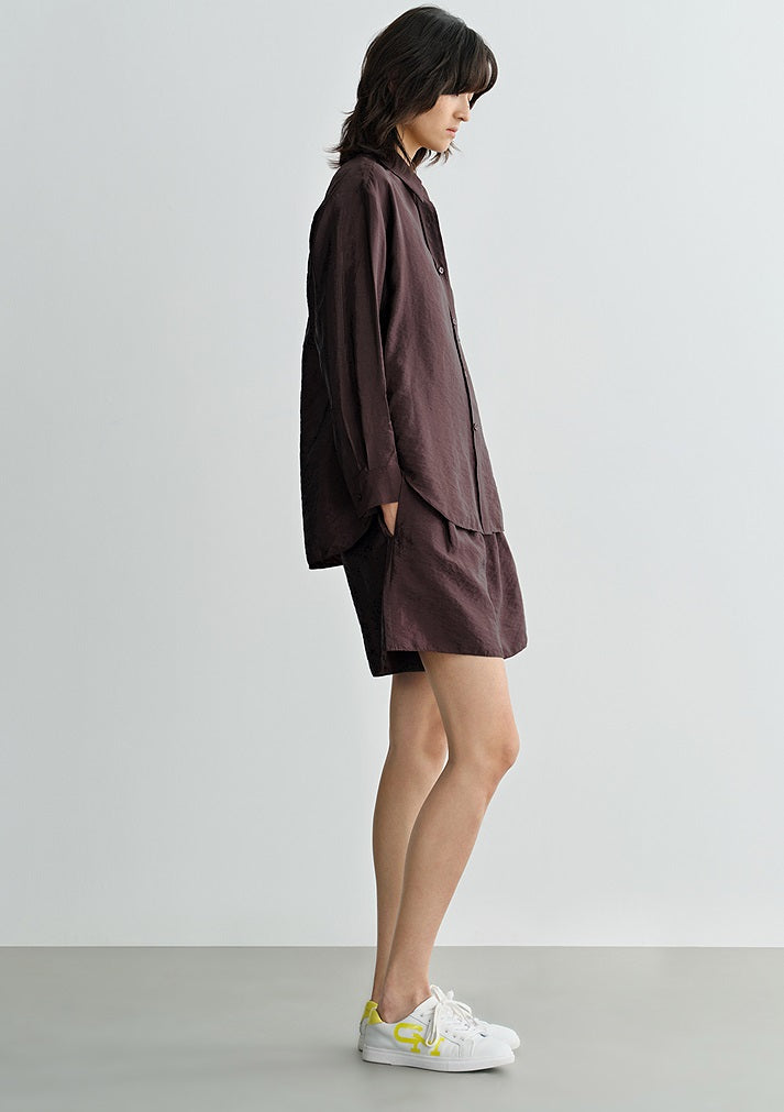 COMME MOI  summer brown high-waisted shorts - CHLOE.