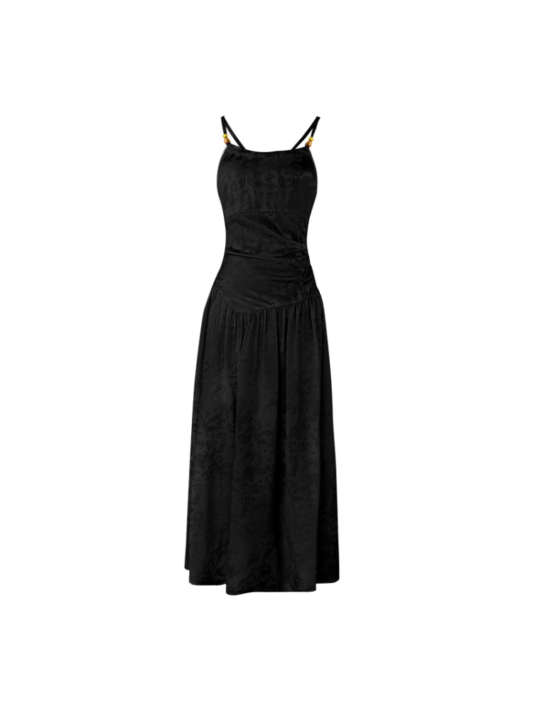 HECO Chinese Jacquard Halterneck Slip Dress  - KNO .