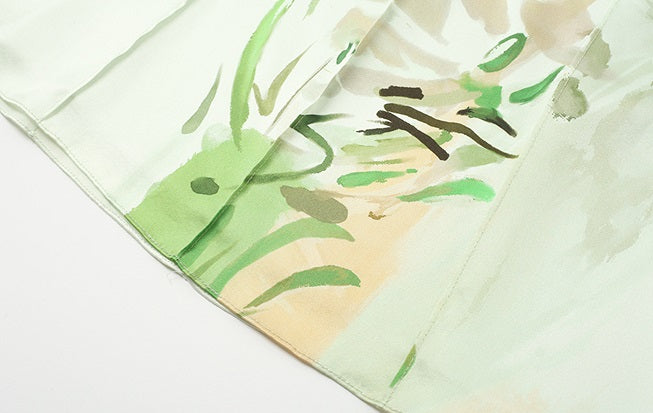 ZHUCHONGYUN flower draft lace-up mulberry silk suspender top-KAZUNARI.