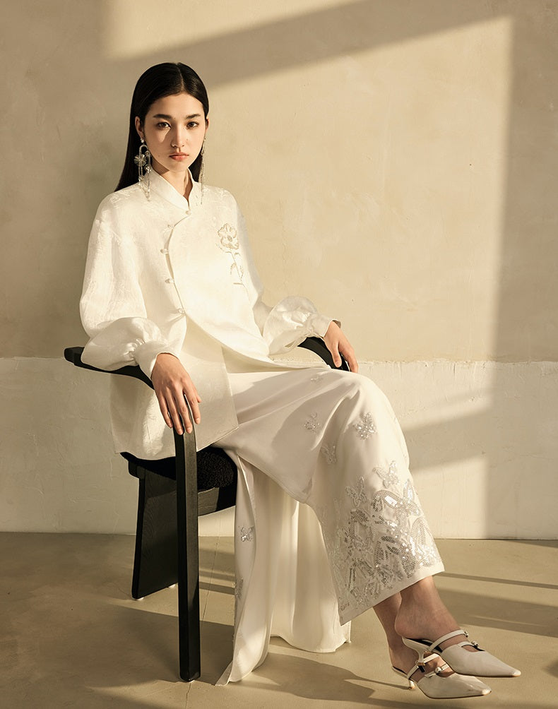 HECO Vinegar Peony Handmade Beaded Embroidered Tops Women - MERCY.