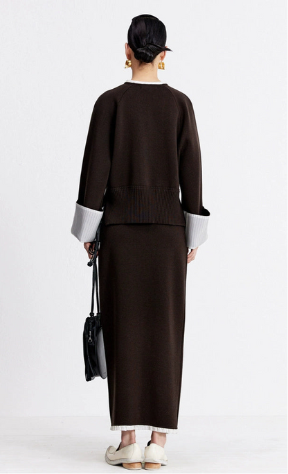 ZHUCHONGYUN autumn wool patchwork knitted straight skirt--YUKIO.