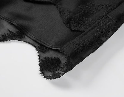 COMME MOI  summer women's silk embroidered half-sleeved top - EVE.