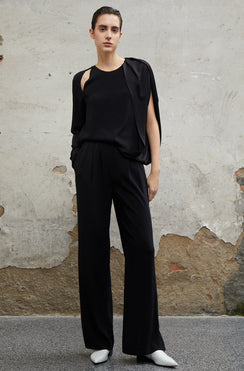 COMME MOI  Black wide-leg women's pants - ELLA.