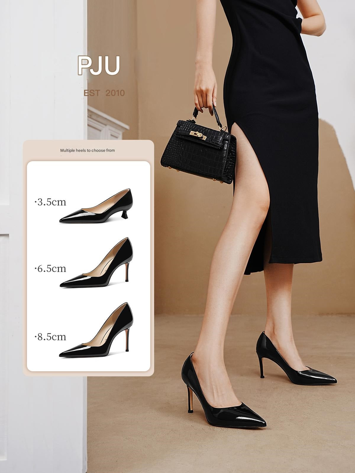 Pjjuu Black Patent Leather Pointed Toe Stiletto Pumps - Daniel Patent