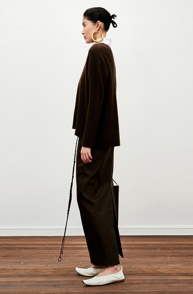 ZHUCHONGYUN V-neck sweater yak velvet knitted top--ERINA.