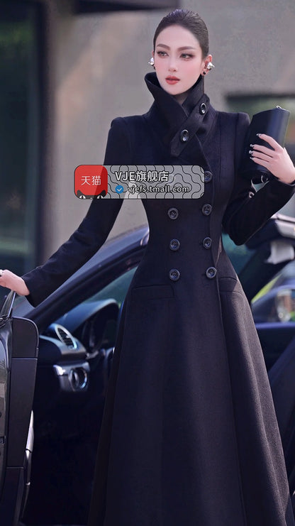 VJE Warm Woolen Double-breasted Thickened Coat-JONG.