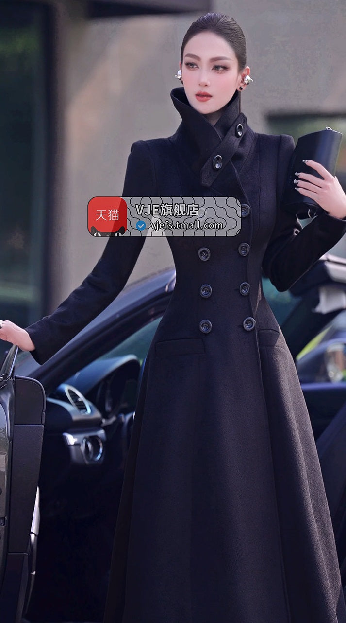 VJE  Warm Woolen Double-breasted Thickened Coat-JONG.