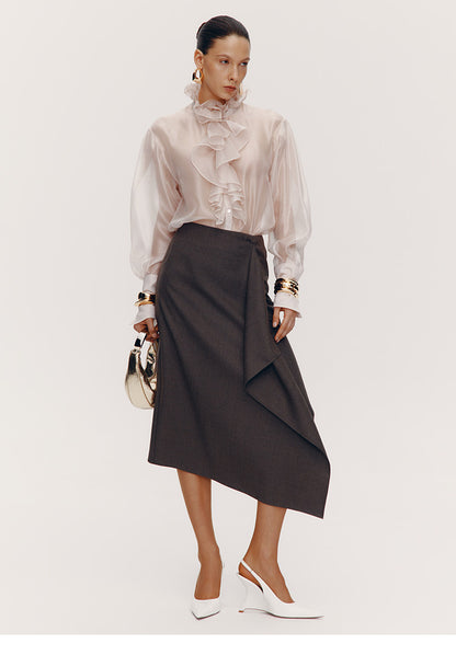 ATELIER MISS LU Court Wind Pleated Design Shirt Top - AUDIT