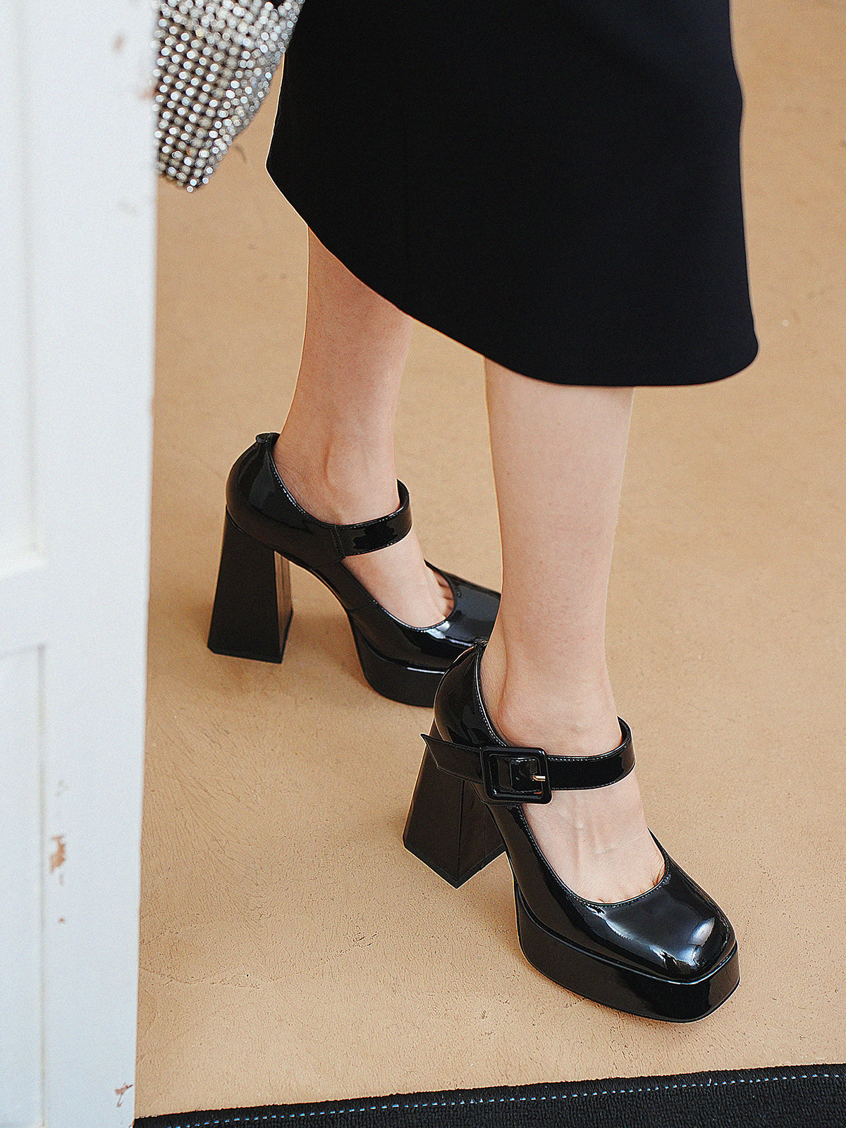 PJJUU Lolita Platform Straight Strap square High Heels Maryjanes - NELO