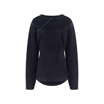 TUYUE Wool Crew Neck Shoulder Knitted Long Sleeve Top - JOYCE.