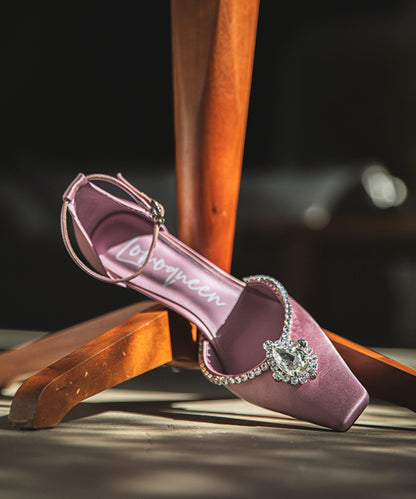 SHOESZOOO French Ankle Strap Stiletto Square Toe Crystal High Heels - MYSELF.