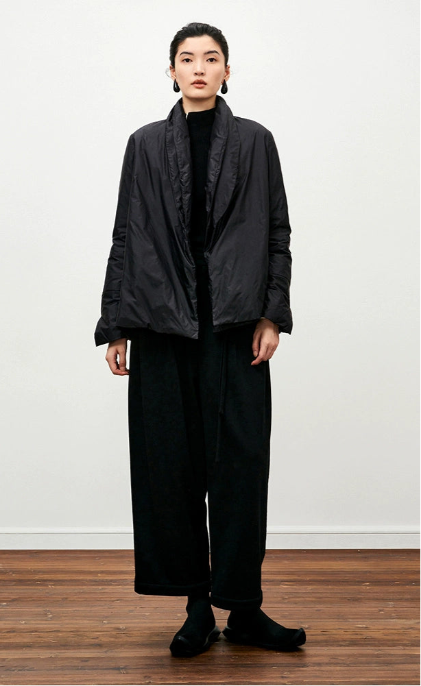 ZHUCHONGYUN placket black loose straight down jacket--ILLUMI.