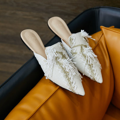 B-FEI Stylish French Pointed Toe Slippers-QWAN.