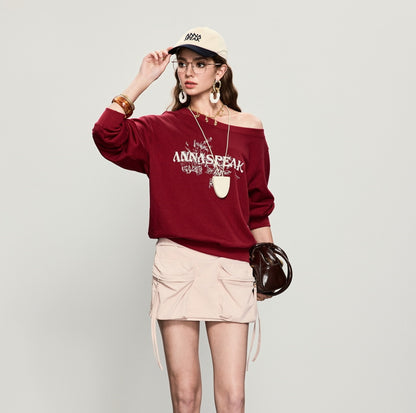 ANNASPEAK crew neck mottled distressed printed sweatshirt-PAMP.